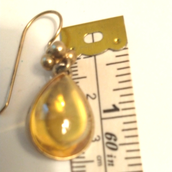 Sterling silver Teardrop Citrine Earrings ball bead accents - Picture 10 of 11